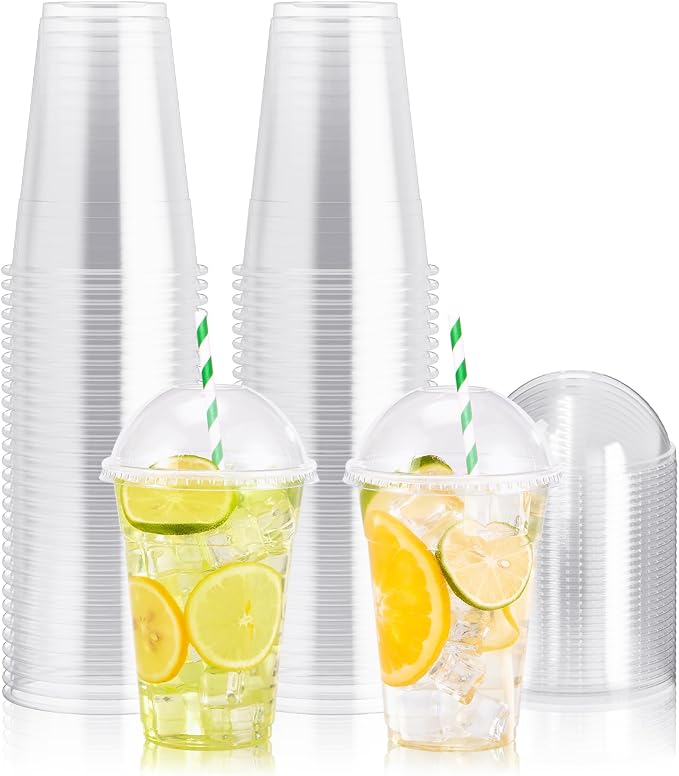 100 PACK 16 oz Clear Plastic Cups by JOLLYPARTY