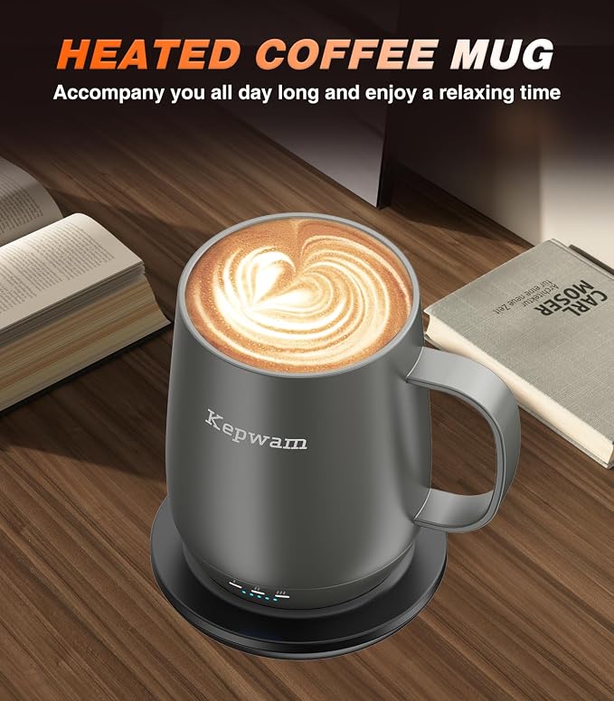 Kepwam Self-Heating Coffee Mug T2, 16oz Electric Heated Mug Hot Up to 149℉ | No - Image 5
