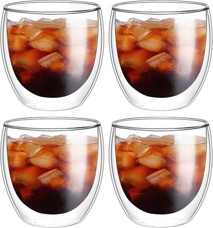 5.5oz Glass Coffee Mugs Set of 4, Double Walled Espresso Cups by Unknown