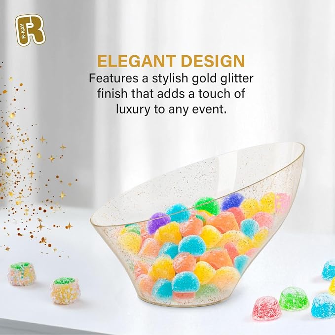 R-kay 6 Pack Gold Glitter Angled Candy Bowls - Image 6
