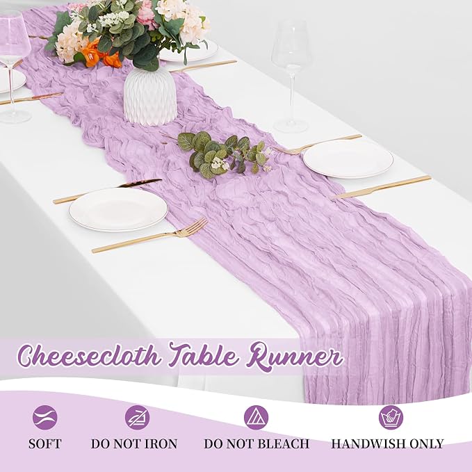 16 Pack Lavender Cheesecloth Table Runners 20x120 Inch Gauze Table Runner - Image 6