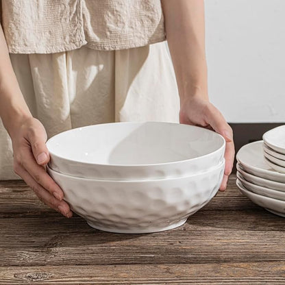 HOMBENE Large Pasta Bowls Set of 2, 9 Inch Pasta Serving Bowl Dinner Bowls, Wide and Shallow Microwave Dishwasher Safe Bowl Set of 2