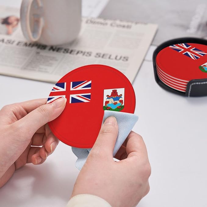 6 Pack Bermuda Flag Leather Coaster - Image 6