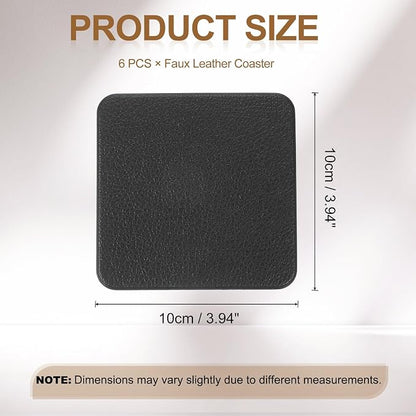 uxcell 6 Pcs Faux Leather Coasters, 3.9 x 3.9 Square Coasters - Image 2