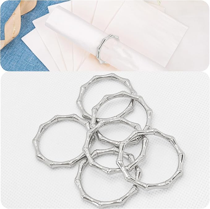pson 6Pcs Bamboo Knuckles Style Napkin Rings - Image 3
