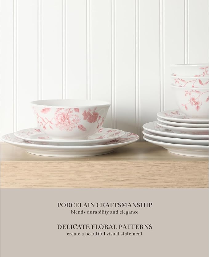 Martha Stewart Empress Bouquet 12-Piece Decorated Porcelain Chip and Scratch - Image 4