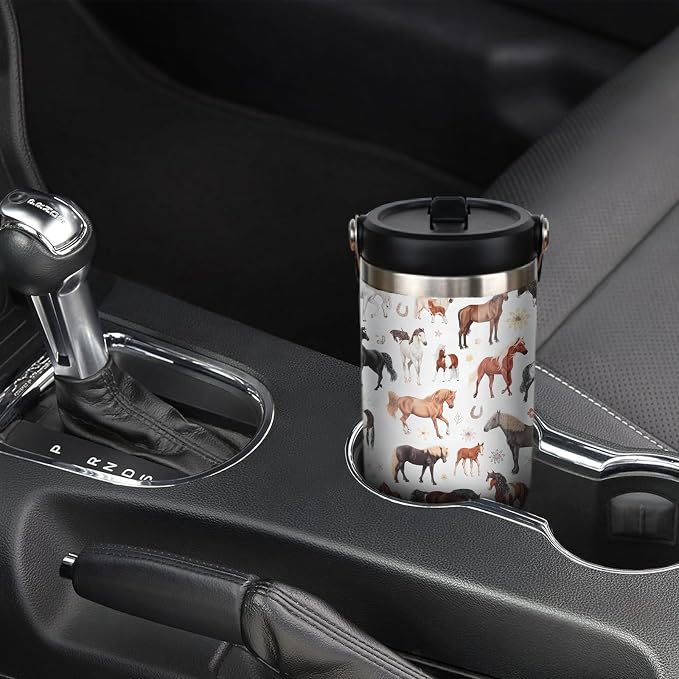 30 oz Horse Tumbler with Handle and Flip Straw, Vacuum Insulated Water Bottle - Image 6