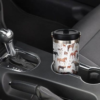 30 oz Horse Tumbler with Handle and Flip Straw, Vacuum Insulated Water Bottle - Image 6