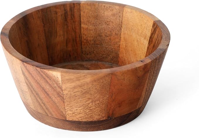 Acacia Wood Round Serving Bowls Set of 4 V Shape Handmade 4.33 Inch Medium Size - Image 8