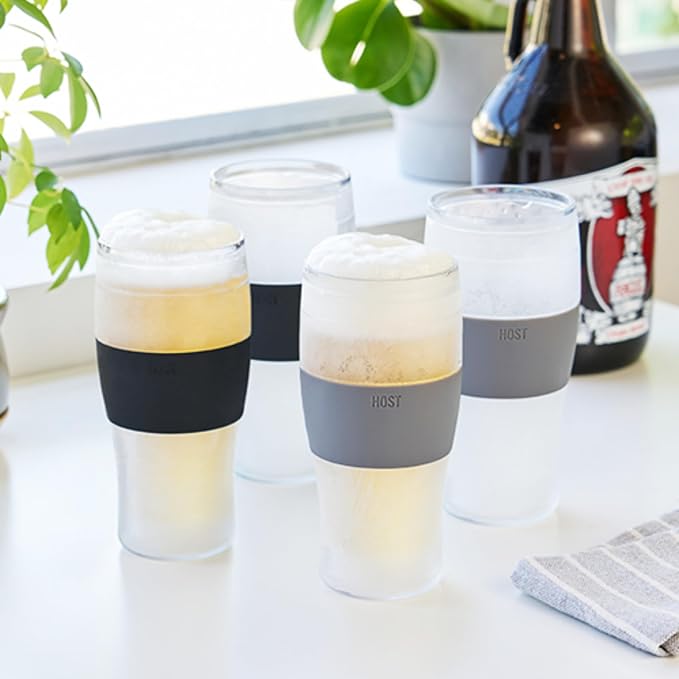 HOST Freeze Beer Glasses, 16 ounce Freezer Gel Chiller Double Wall Plastic - Image 8