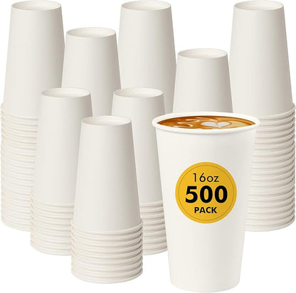 RACETOP 16 oz 500 Pack Disposale Paper Coffee Cups, To Go Cups Ideal by RACETOP