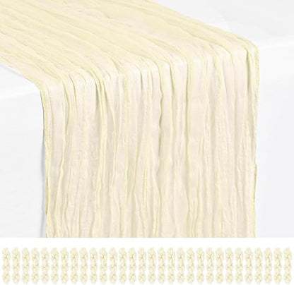 Showgeous 30 Pack Ivory Cheesecloth Table Runner, 17 x 108 Inches | Boho by Showgeous