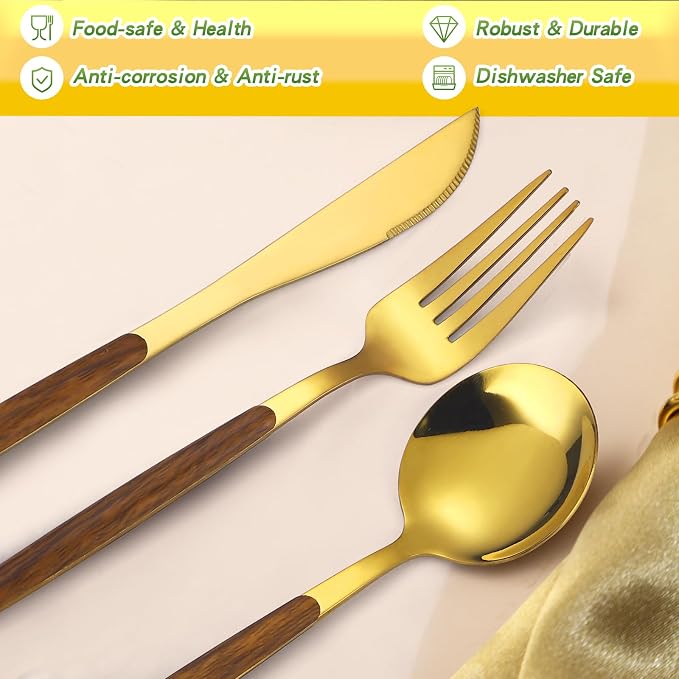 20-Piece Gold Silverware Set - Image 3