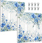 Decorative Light Switch Cover Blue Watercolor Flowers Retro Floral Leaves 2 Gang Wall Plate Double Toggle Switch Plate Receptacle Electrical Outlet Cover Switchplate for Bathroom Bedroom（2 Pack）