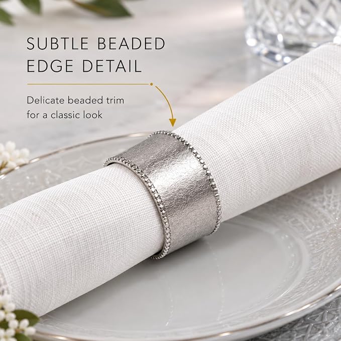 ALPHA Living HOME Silver Napkin Rings Set of 12 Premium, 100% Metal - Image 6