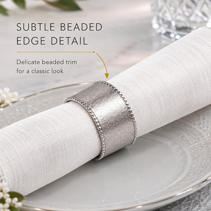 ALPHA Living HOME Silver Napkin Rings Set of 12 Premium, 100% Metal - Image 6