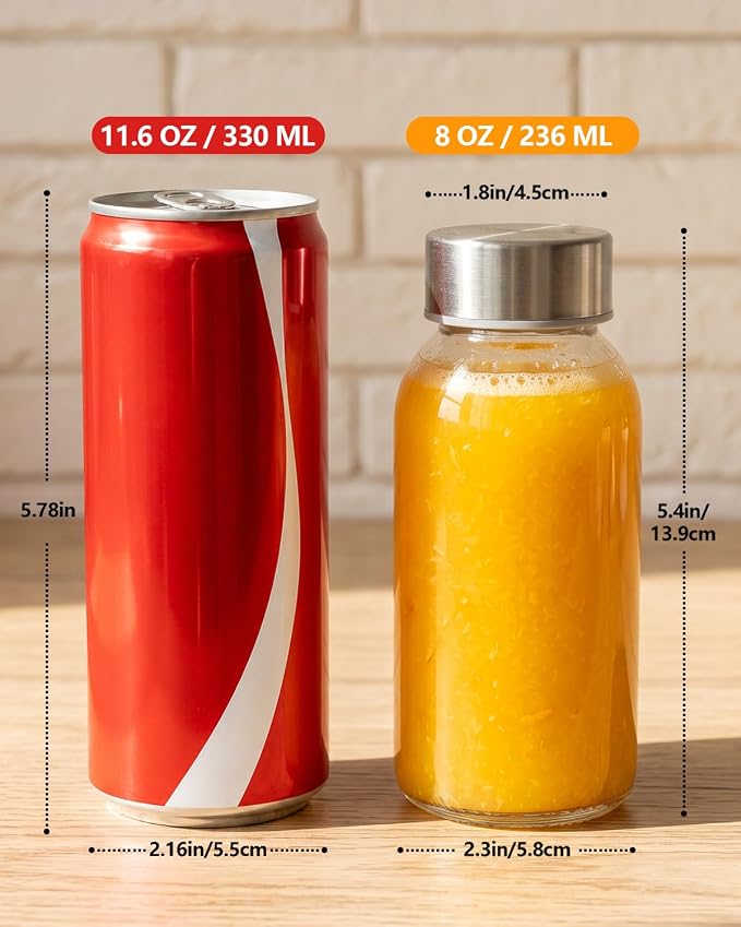 Zukro 8 oz Small Glass Juice Bottles - Image 7