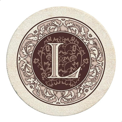 Thirstystone Monogram Round Natural Sandstone Coaster 4 Pack | 4" Diameter by Thirstystone