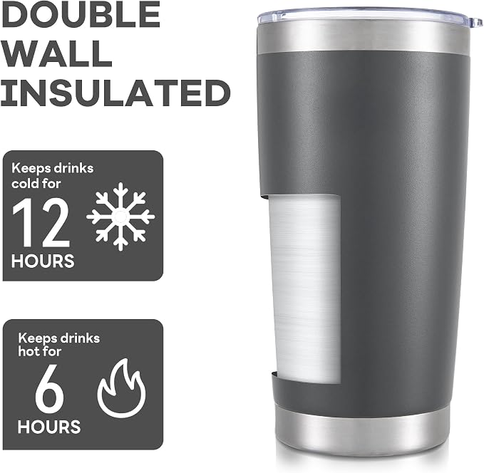 20 oz Tumbler with Lid Stainless Steel Insulated Tumblers Bulk Cups Mug | - Image 3