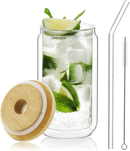 LIBWYS Double Wall Drinking Glass Cups by LIBWYS