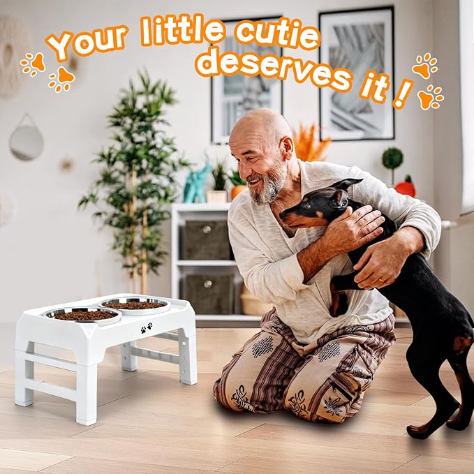 COMESOON Elevated Dog Bowls, 4 Height Adjustable Raised Bowl Stand - Image 7