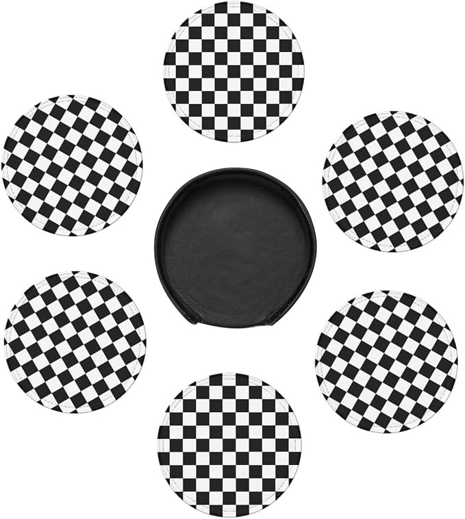 Black and White Checkered Coasters - Image 4