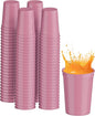 PartyPrints 100 Pack Small 10 to 12 oz Pink Reusable Blank Plastic Cups by PartyPrints
