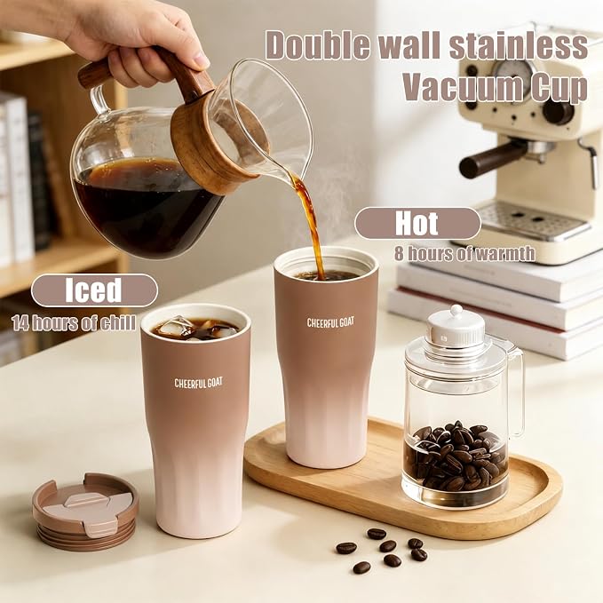 CHEERFUL GOAT Ceramic Lined Coffee Travel Mug – Stainless Steel Travel Coffee - Image 8