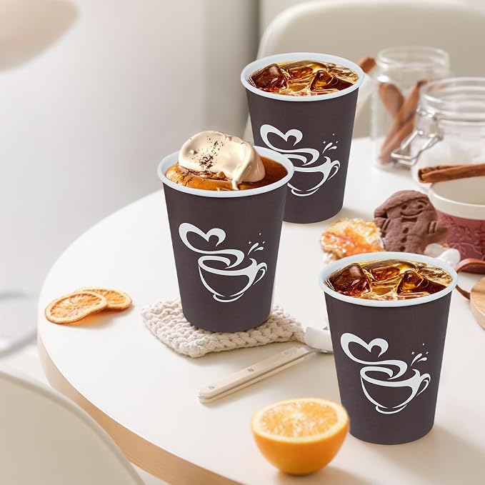 Clawsoff 100 Count 12 oz Coffee Cups Disposable Paper Hot Coffee Cups Brown | - Image 6