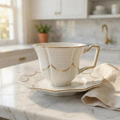 Tea Cup and Saucer Set for 1, 6.8 Oz | Coffee Cup - Image 3