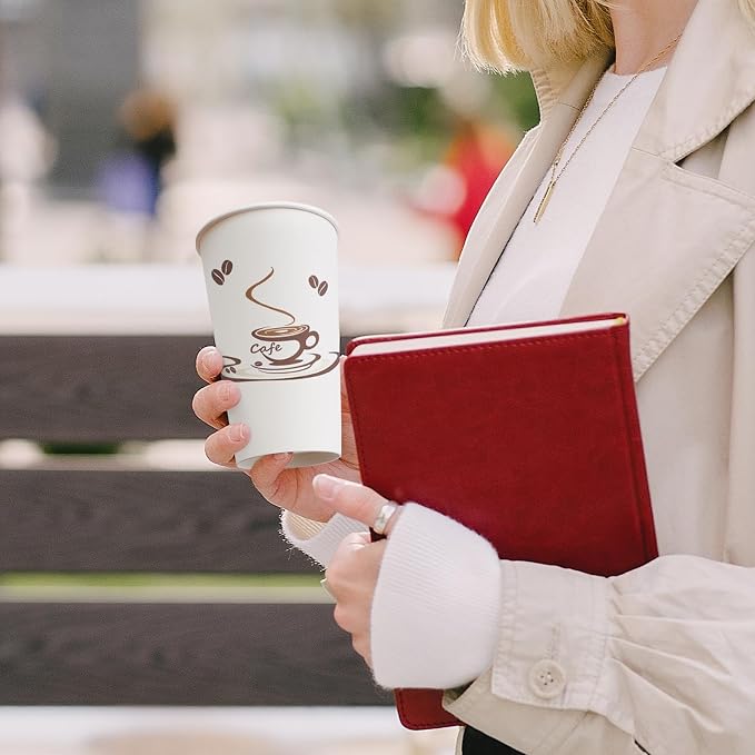 Lamosi 180 Pack 16 oz Coffee Cups, Disposable Paper Cups | Hot/Cold Beverage - Image 5