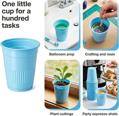 TashiBox 5 oz Disposable Plastic Cups, Sky Blue - Image 4