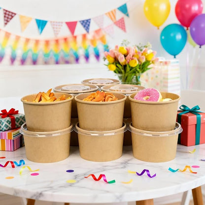 ESSENTIAL 50 Pcs 16oz Paper Ice Cream Cups - Image 5