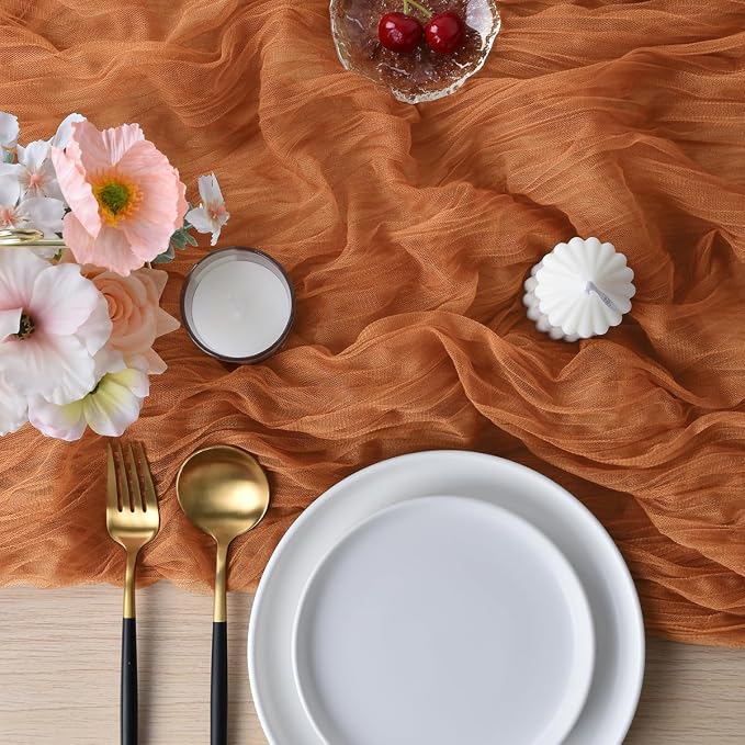 Rust Cheesecloth Table Runner Cheese Cloth Wedding Birthday Party Decor | 10Ft - Image 4