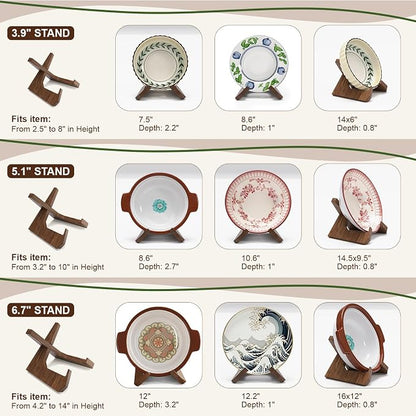 2Pack Large Bowl Stands for Display 12 Inch Heavy Duty, Extra Wide Wooden Plate - Image 9