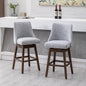 27.5" Counter Height Bar Stools Set of 2, Linen Fabric Mid Century Modern Swivel Barstool with Back & Wood Legs Comfy Upholstered Counter Chairs for Home Bar/Dining Room/Restaurant, Grey