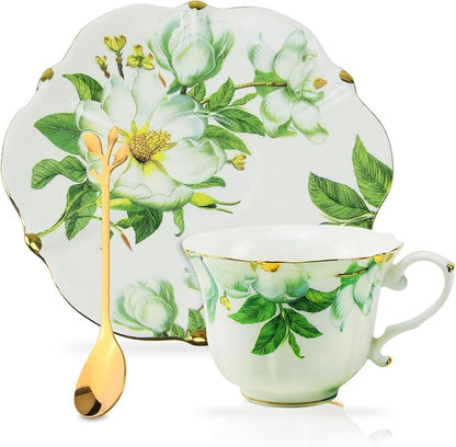 Country Roses Porcelain Tea Cup and Saucer Set - Image 2