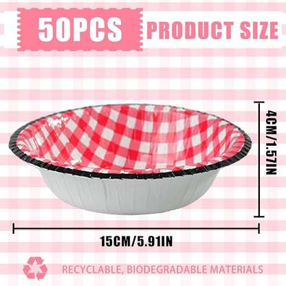 50 Pcs Small Paper Bowls 8 oz Red Gingham Bowls Disposable Microwave and - Image 2