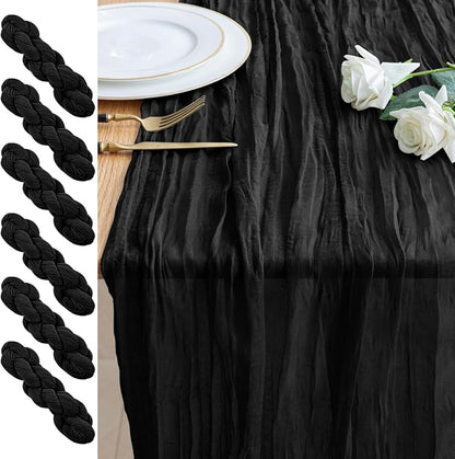 Cheesecloth Table Runner 10FT 6Pcs Black Boho Gauze Sheer Runners | Cheese by Xiomot