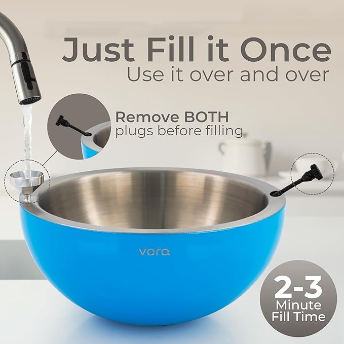 Vora 35oz Stainless Steel Dip Chiller Bowl Keep Dips, Salads, and Appetizers Perfectly Cold with a Double-Walled Ice Cavity Insulated Serving Bowl and Leak-Resistant Ice Bowl for Effortless Hosting.