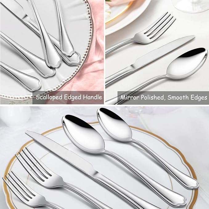 Dinner Spoons Set of 6, E-far 7.9 Inch Stainless Steel Soup Spoons Tablespoons - Image 6