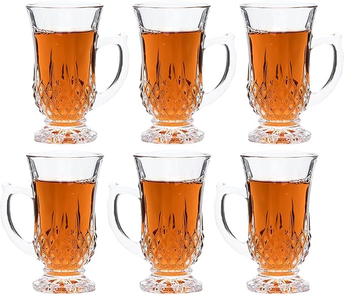 Red Co. 6-Pack Classic Clear Cut Glass 4.5 Oz Footed Turkish Tea Cups - Image 8