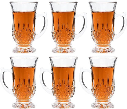 Red Co. 6-Pack Classic Clear Cut Glass 4.5 Oz Footed Turkish Tea Cups - Image 8