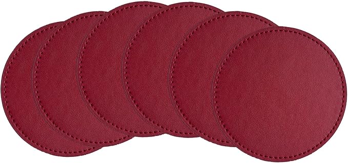 Set of 6 Leather Coasters, Round Coasters - Image 5