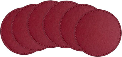 Set of 6 Leather Coasters, Round Coasters - Image 5