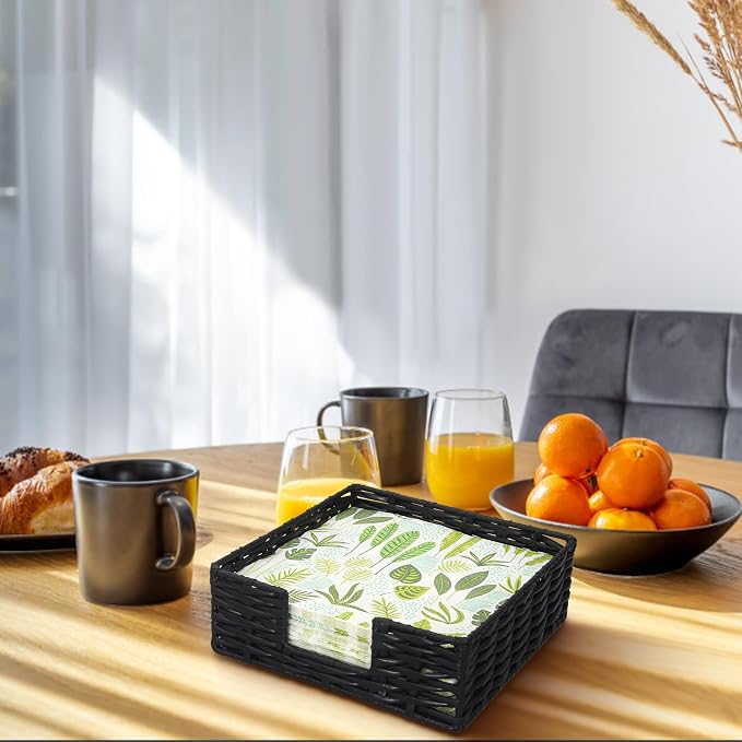 2 Pack Square Napkin Holder Rattan Napkin Holders - Image 4