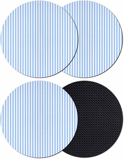 Blue White Stripe Coasters Set of 4, Modern Minimalist Geometric Striped Soft by PIEPLE