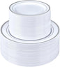 BESTSTAR 200PCS Silver Plastic Plates Set | 100 10.25 inch Dinner Plates and by BESTSTAR
