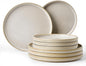 Ceramic Dinnerware Set for 4, 8-Piece Flat Dinner Plates and Salad Plates | by FamiwarePremium