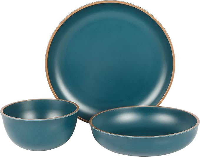 Gibson Home Rockabye 12 Piece Double Bowl Melamine Plastic Dinnerware Set - Image 6
